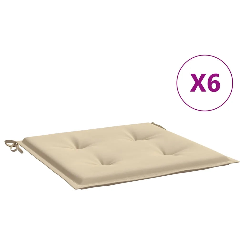 Cuscini per Sedia 6 pz Beige 50x50x4 cm in Tessuto Oxford 314045