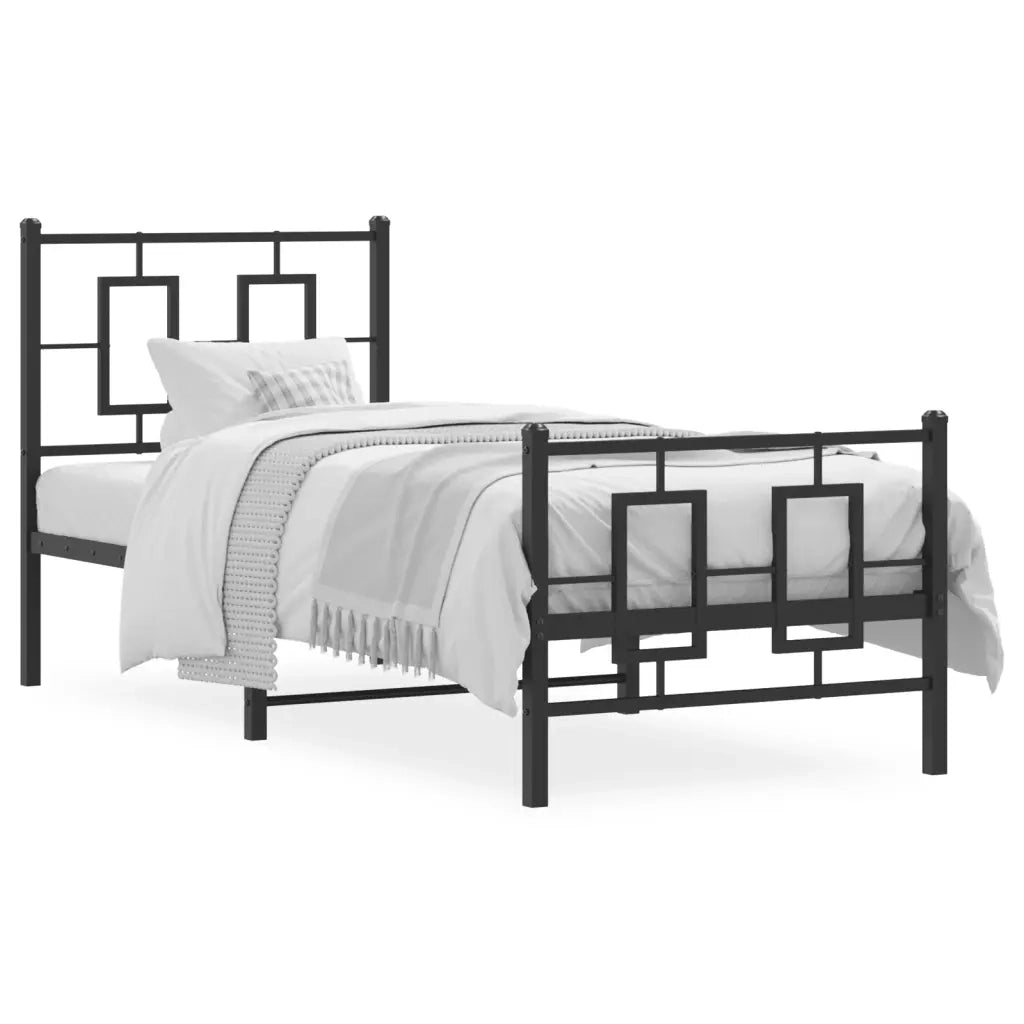 Giroletto con Testiera e Pediera Metallo Nero 75x190 cm 374249