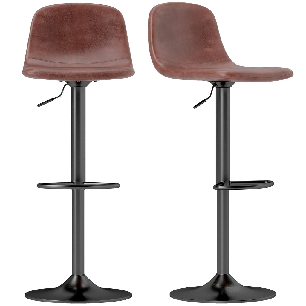 Set 2 sgabelli alti regolabili 360¡ã con schienale e poggiapiedi ¨C zephmum ¨C 40,5x44x84-104 cm marrone