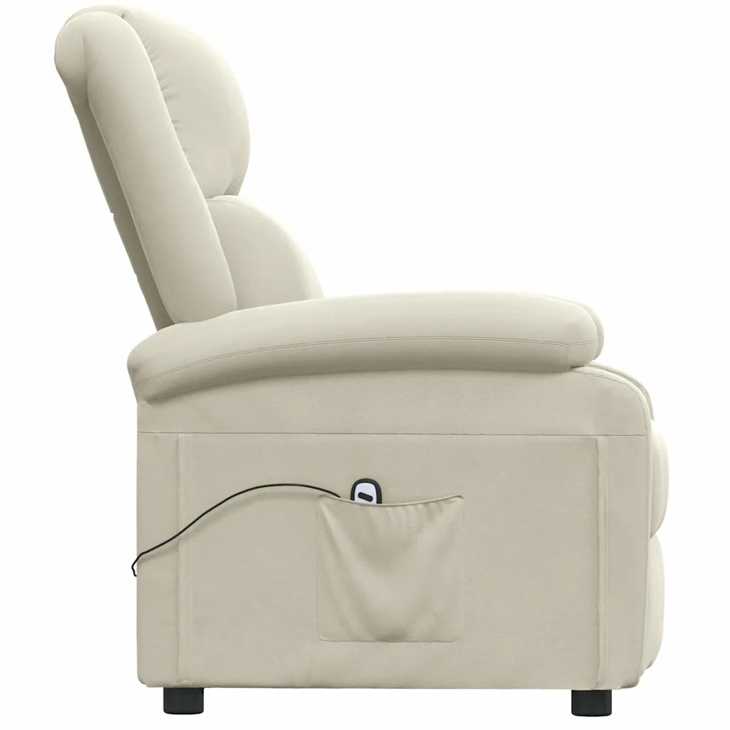Poltrona Elettrica Reclinabile-Divano Sedia Crema in Velluto 193304