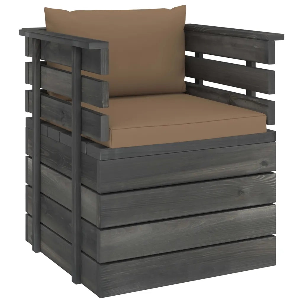 Poltrona da Giardino con Cuscini in Legno di Pino cod mxl 75846