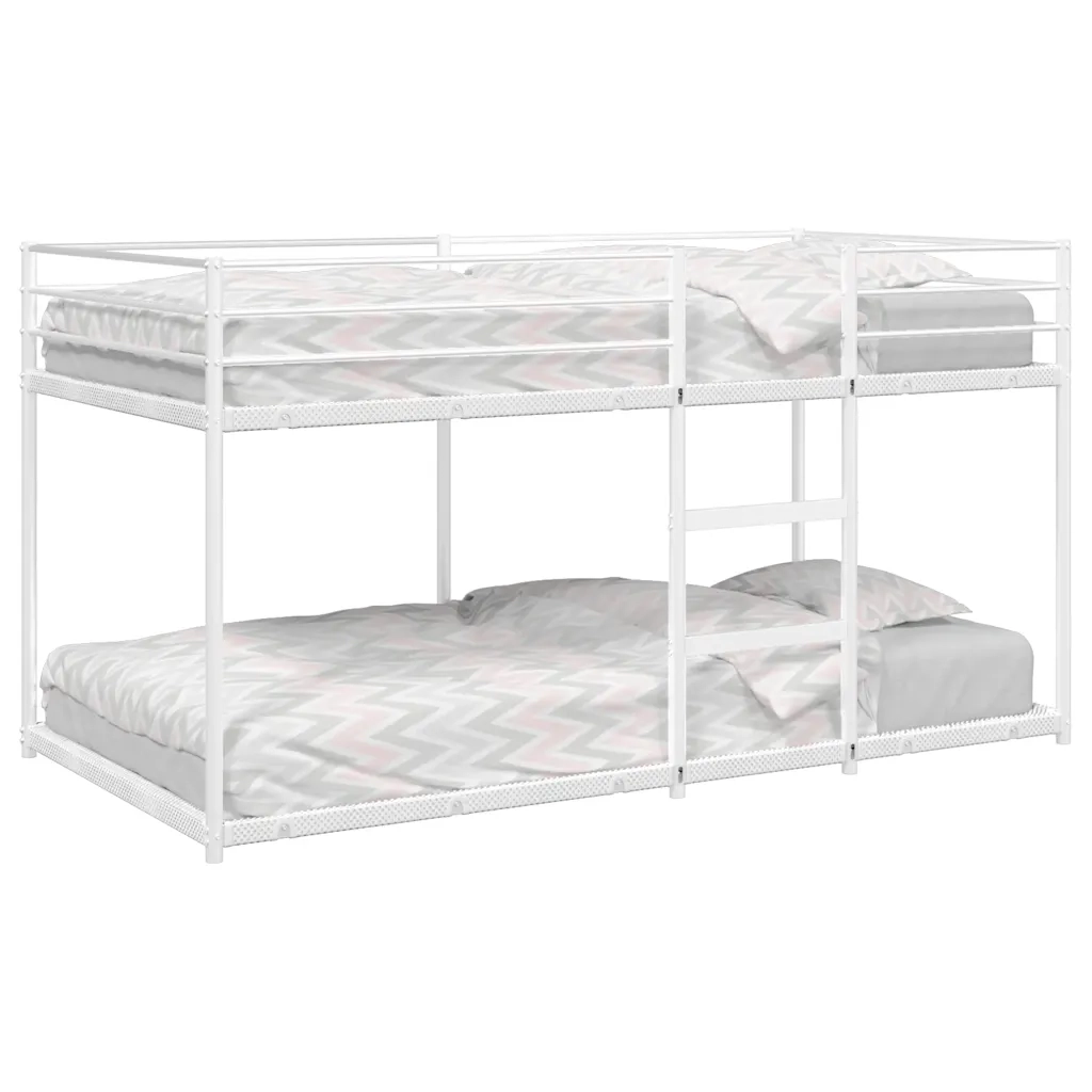 Letto a Castello senza Materasso-Struttura Letto a Castello Bianco 80x200 cm in Acciaio 379098