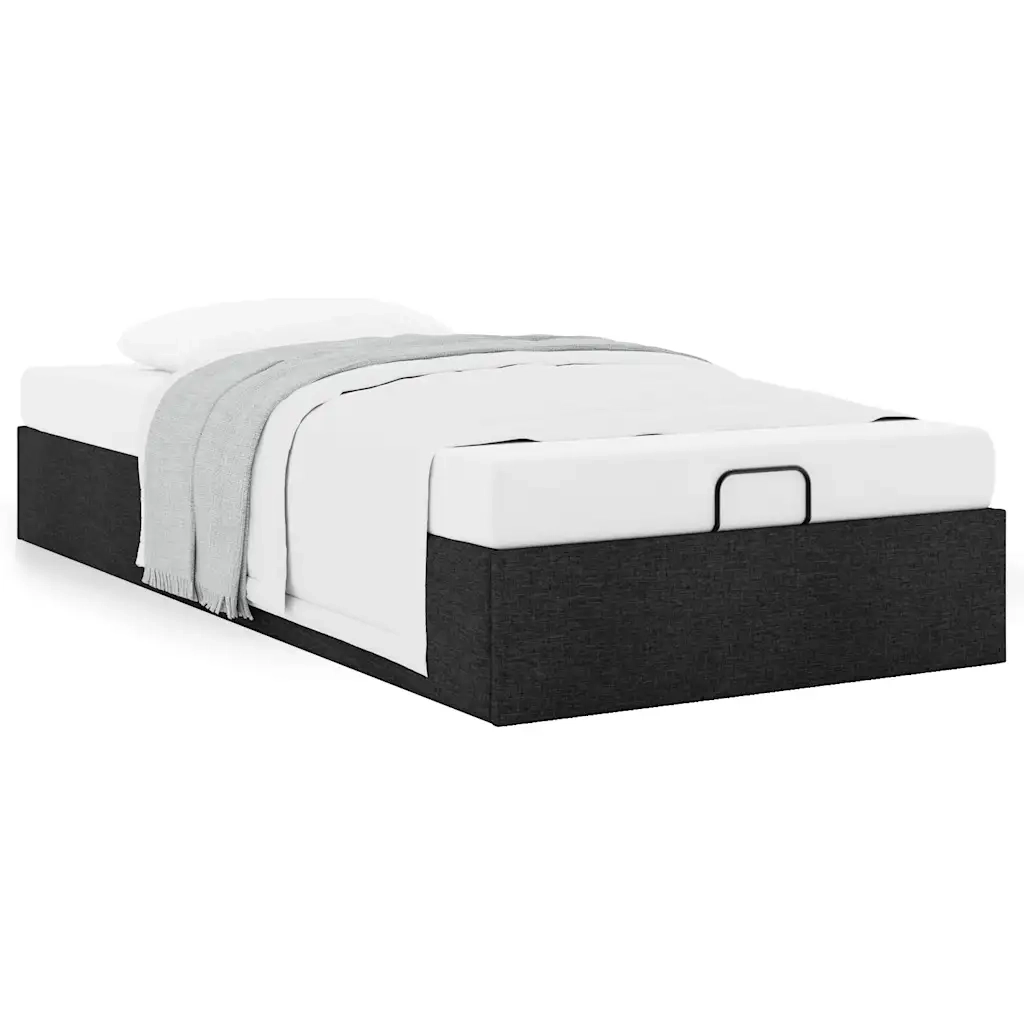 Struttura Letto Pouf senza Materasso Nero 100x200 cm in Tessuto 3310856