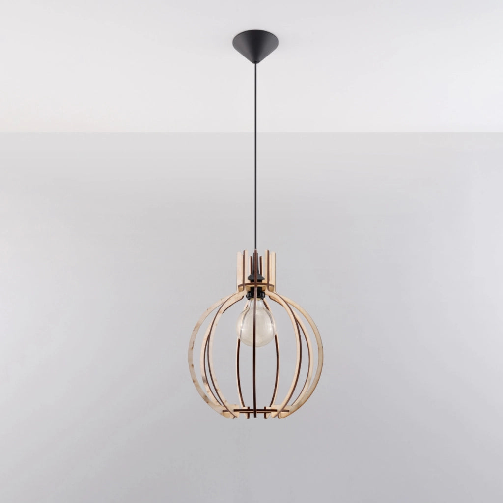 Lampada a sospensione ARANCIA in legno naturale