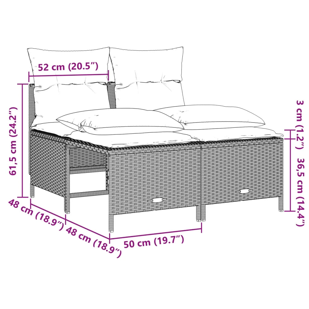 Set Divano da Giardino 5pz con Cuscini Grigio Chiaro Polyrattan