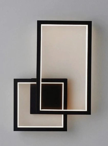 Applique LED da Parete Moderna Design Geometrico Rettangolare Nera Illuminazione Decorativa Interni Soggiorno Camera Letto