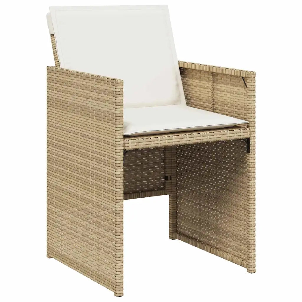 Set da Pranzo per Giardino con cuscino 5 pcs Beige polyrattan