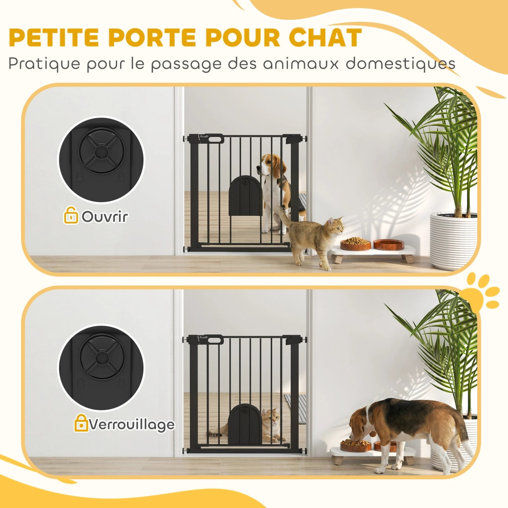Barriera di sicurezza per animali con porta e chiusura automatica ¨C Zephmum ¨C Sistema doppia chiusura, acciaio nero