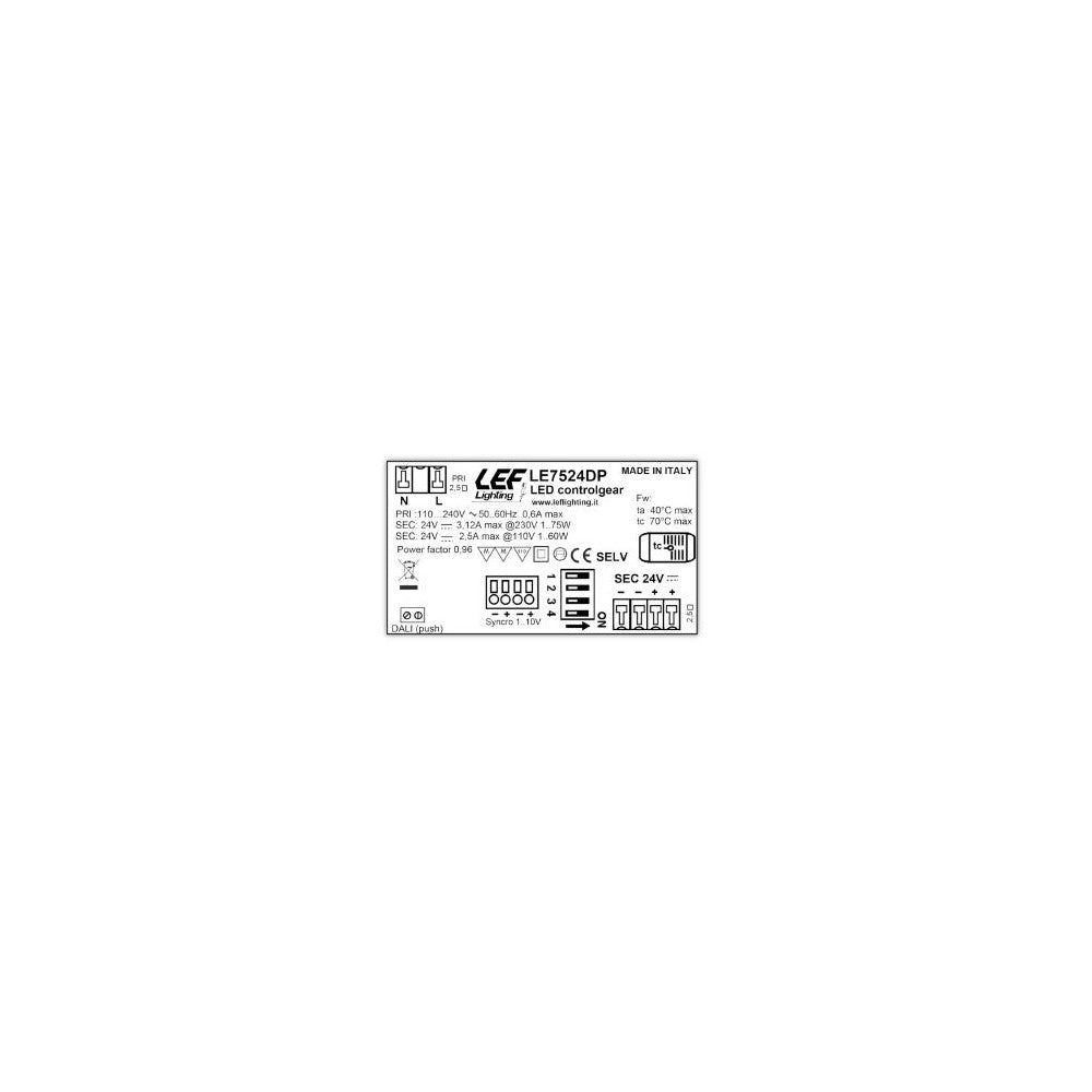 Alimentatore Dimmerabile 75W 24V LEF LIGHTING Per strisce LED