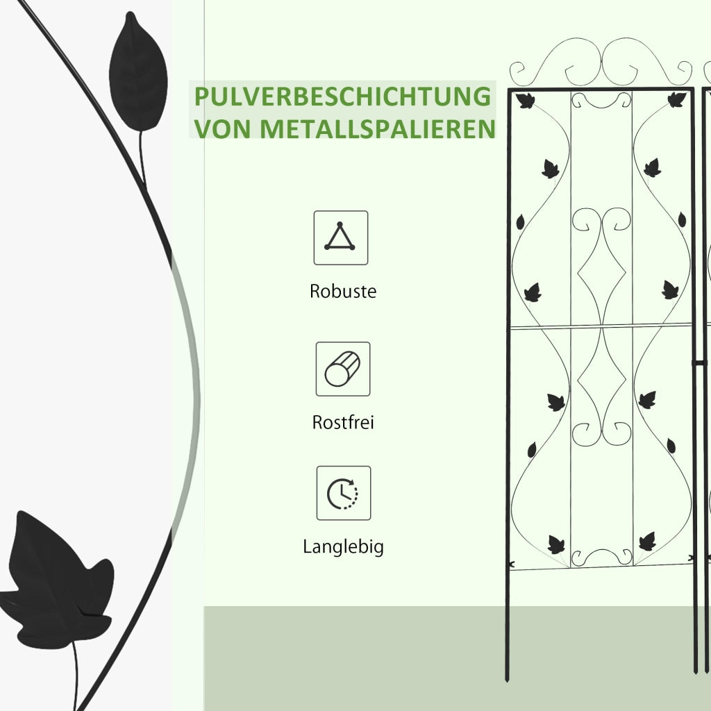 Griglia per piante in acciaio inox 2 pezzi ¨C zephmum ¨C nero 50x181 cm