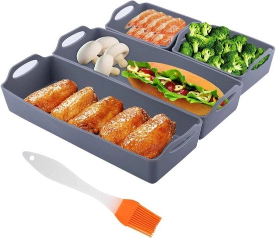 Set di stampi per torte in silicone con trattamento antiaderente - set di stampi quadrati con manico - per forno e frittura ad aria.