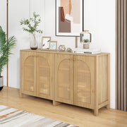 Credenza Moderna con Ante in Rattan e Maniglie in Metallo ¨C MINIMAL ¨C Legno Naturale
