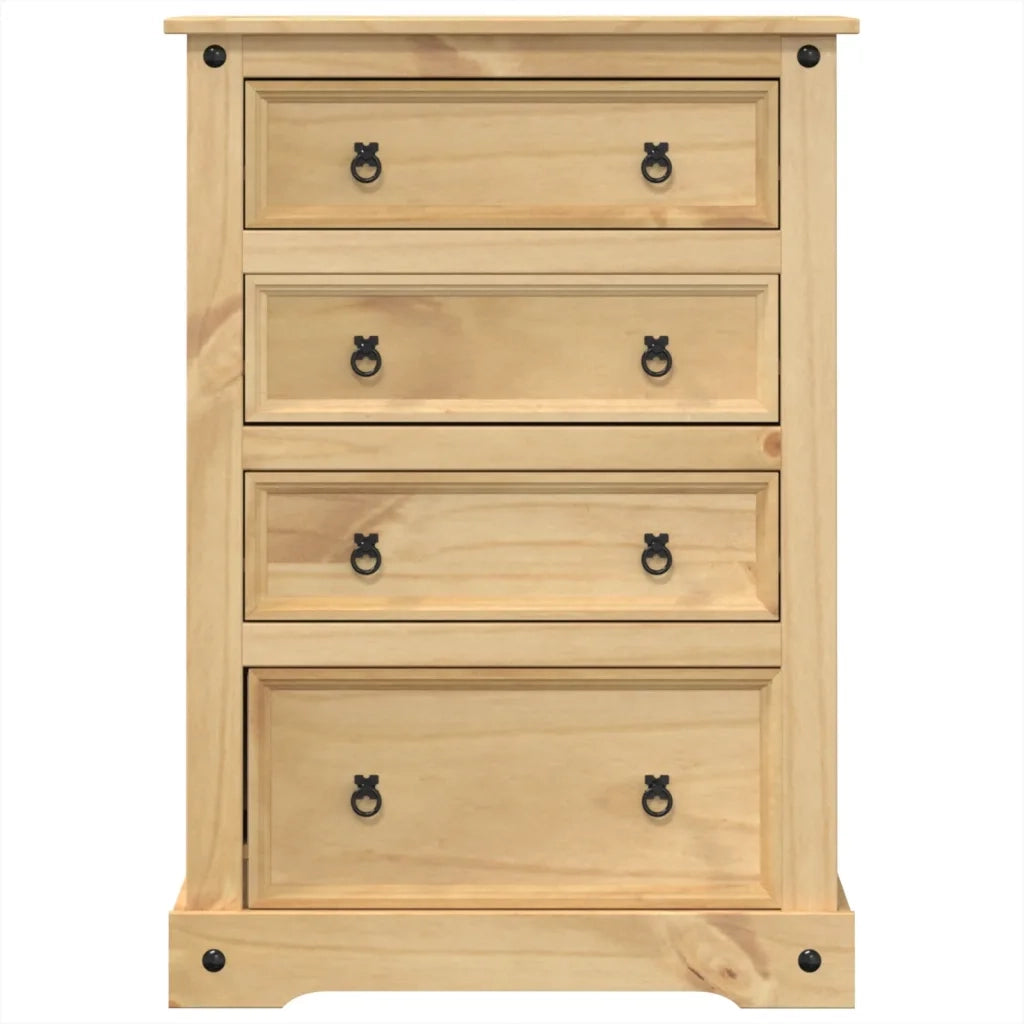 Cassettiera Corona 80x43x114 cm in Legno Massello di Pino 4005672
