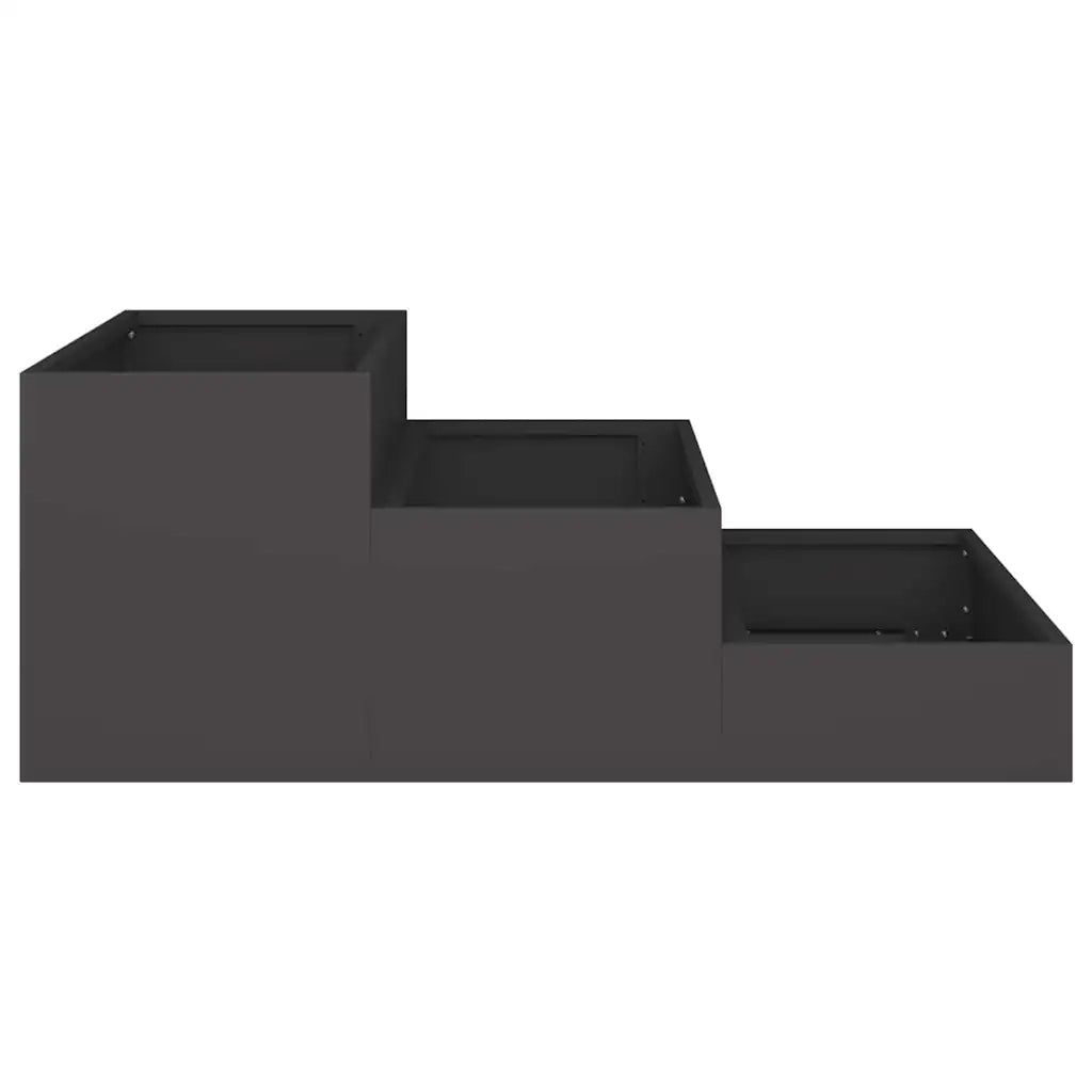 Fioriera da giardino moderna per esterni 90 x 90 x 35 cm resistente ed esteticamente gradevole realizzata in acciaio laminato a freddo nero 02_0052048