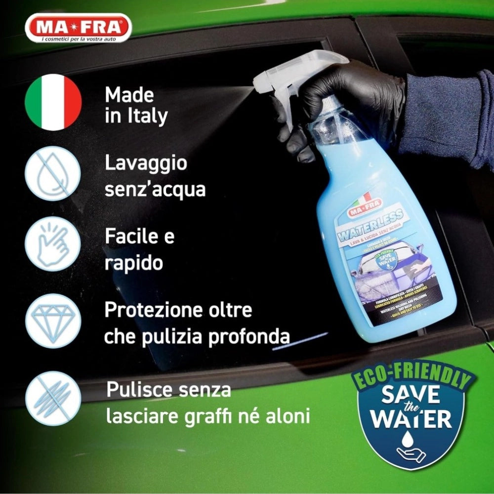 Mafra lava e lucida waterless lavaggio auto a secco completo carrozzeria 750 ml