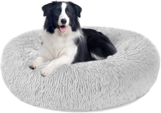 Letto per Cani Cuscino per Gatti Piuma Molle Donut Cuscino per Animali di Compagnia Lavabile S/M/L/XL/XXL per Piccoli, Medi e Grandi Cani, Gatti e Altri Animali Domestici (XXL-80cm, Grigio chiaro)