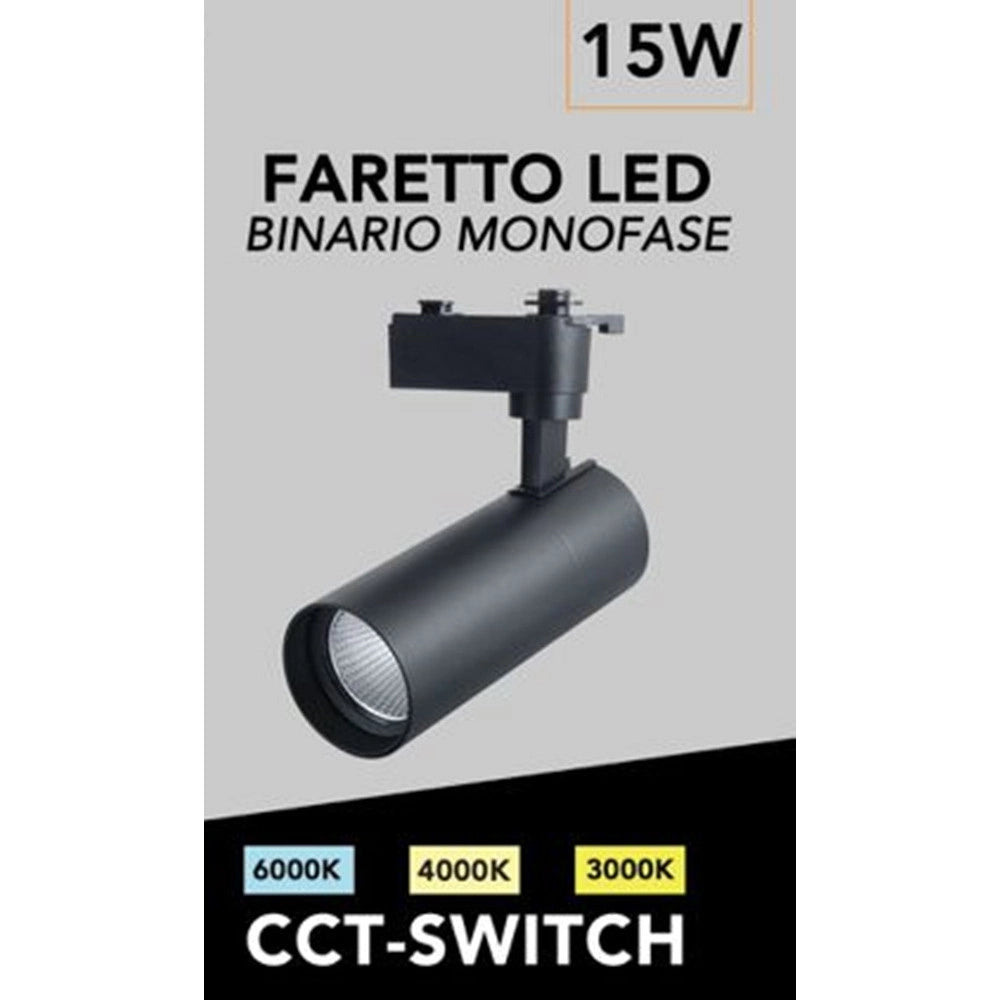 Trade Shop - Faretto Led 15w Orientabile Per Binario Monofase Direzionabile Cct Switch Ip20 Fm-15w-3c -