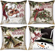 Set di cuscini decorativi 45 x 45 cm - 4 pezzi - Cuscini decorativi per Natale - Materiale alta qualità satin perzico poliestere - Amichevoli con bambini e animali domestici - Lavabile in lavatrice - Cuscini decorativi con copri cuscino