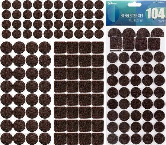 Vilten protezioni per mobili di alta qualità 104 pezzi, Pads di vilt neri 5mm di spessore, per piedi di mobili, protezione contro graffi per pavimento in legno duro
