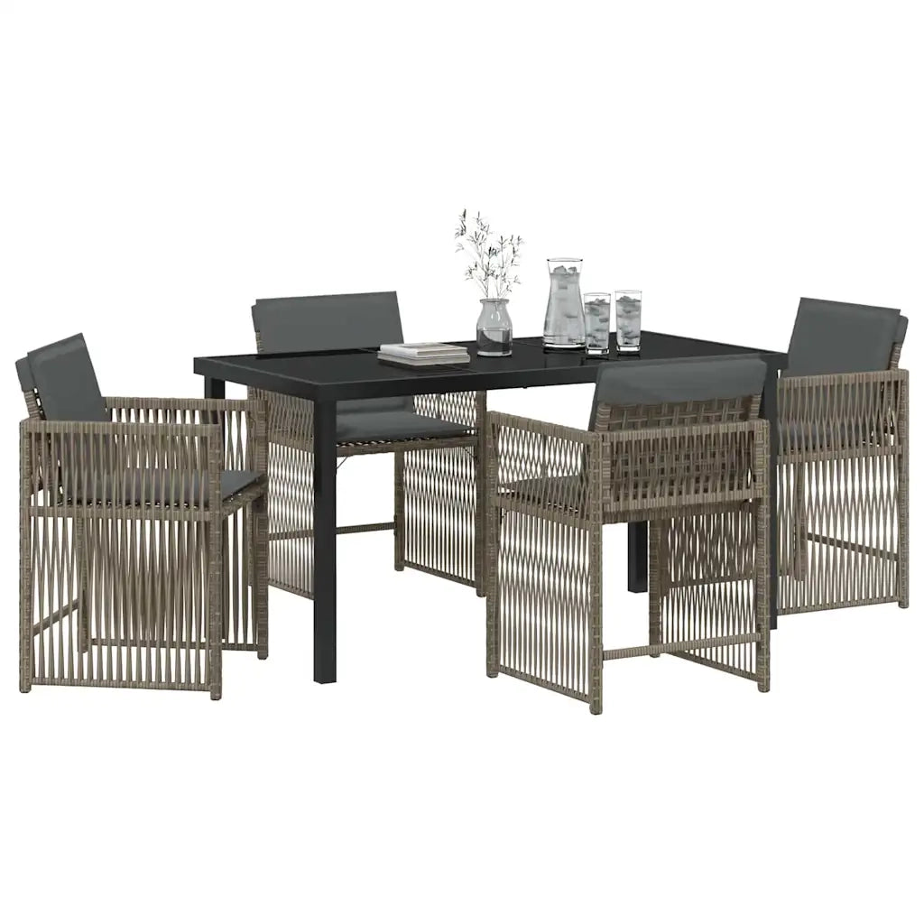 Set da Pranzo per Giardino 5 pcs Grigio polyrattan 3380778