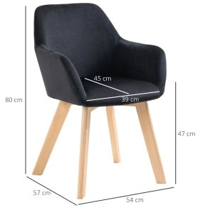 Set di 2 sedie da pranzo ergonomiche nere in poliestere e legno