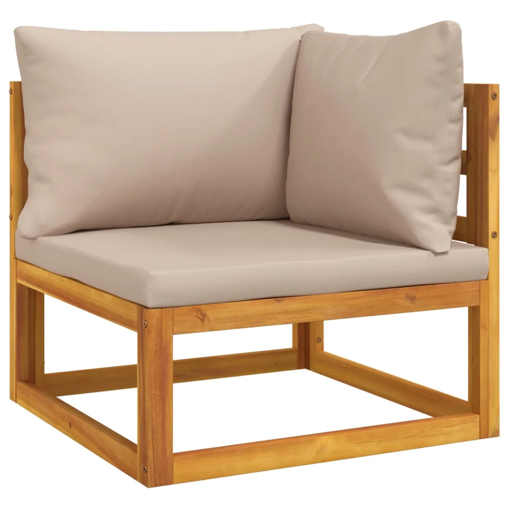 Set Salotto da Giardino 5pz con Cuscini Tortora Legno Massello 3155248