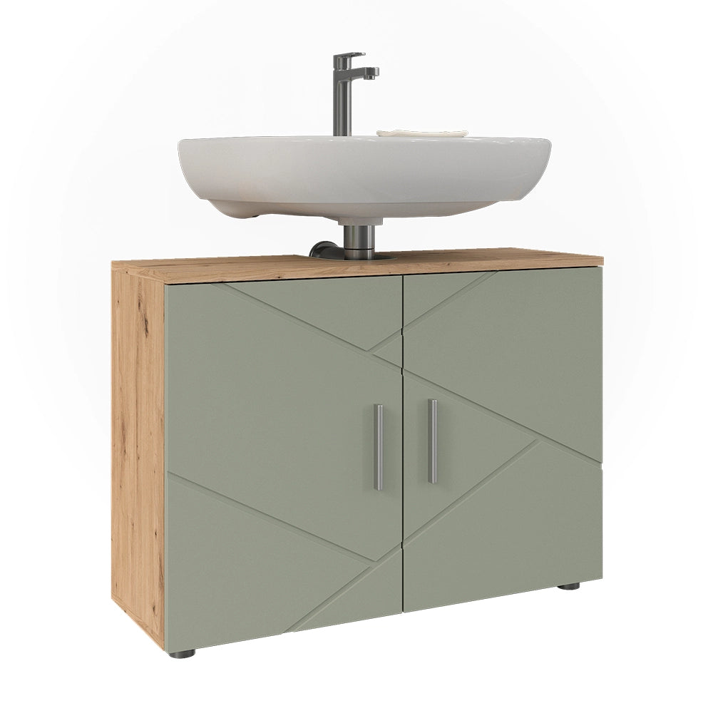 Vicco Mobile sottolavabo per bagno Verde salvia 80 x 59 cm con 2 porte