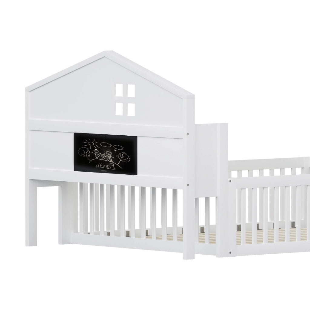 LETTO Bimbi a casetta 140x200 cm Legno massello Bianco