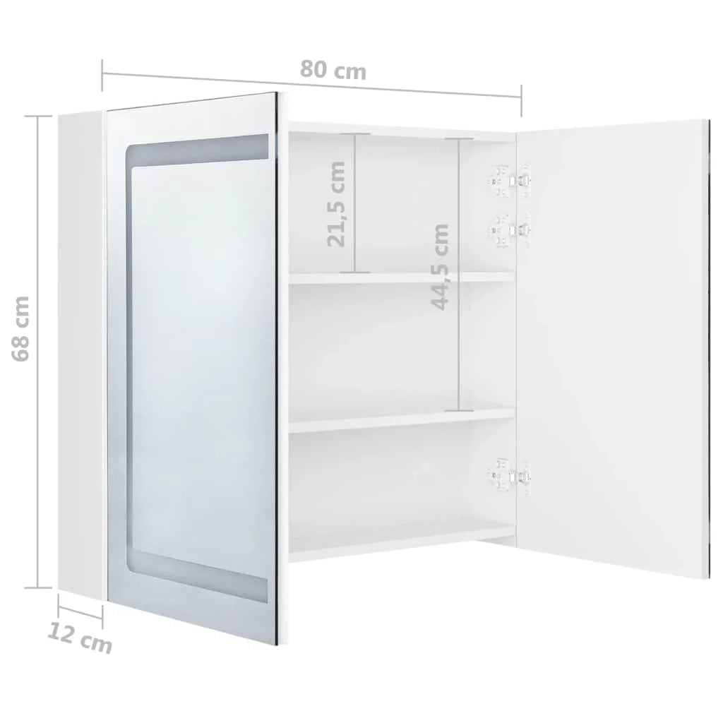 Mobile da bagno con specchio LED 80 x 12 x 68 cm bianco lucido 02_0006584