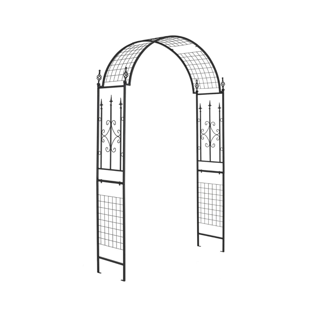 Arco da giardino moderno per piante rampicanti 143 x 40 x 234 cm design elegante e robusto in metallo nero 20_0010187