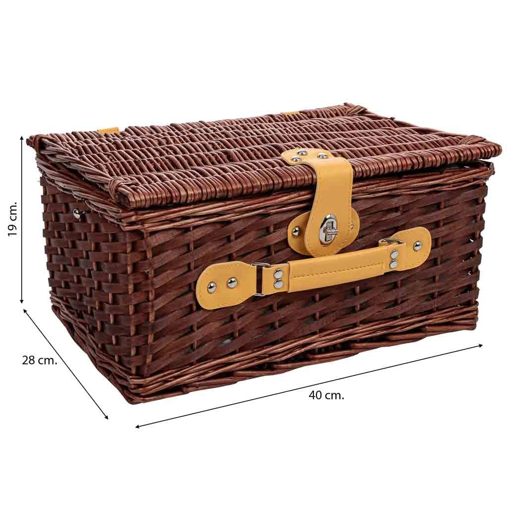 Cestino da picnic per 4 persone, marrone, 40x28x19h cm