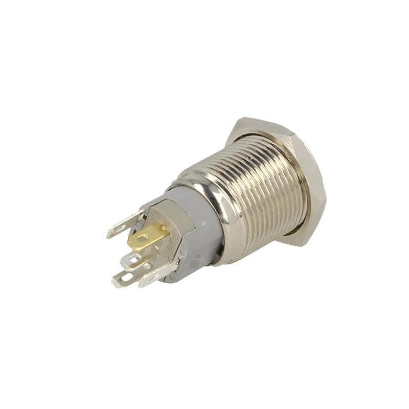 Interruttore Pulsante Bilanciere Metallo Rotondo 5 Pin Con Spia Led Verde 12V Auto Camper Foro 16mm Stagno IP67