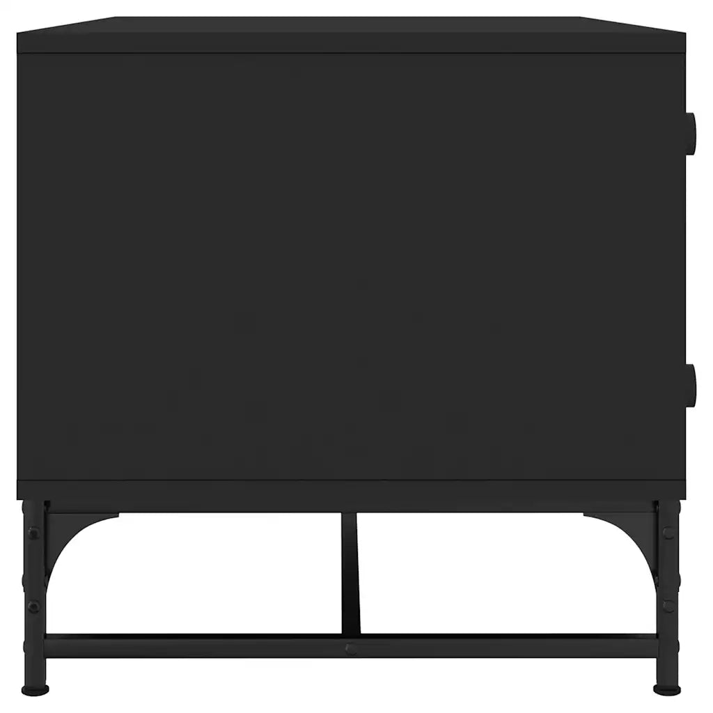 Tavolino da salotto | Tavolino da caff¨¨ | Tavolino da Soggiorno con Ante in Vetro Nero 68,5x50x50 cm
