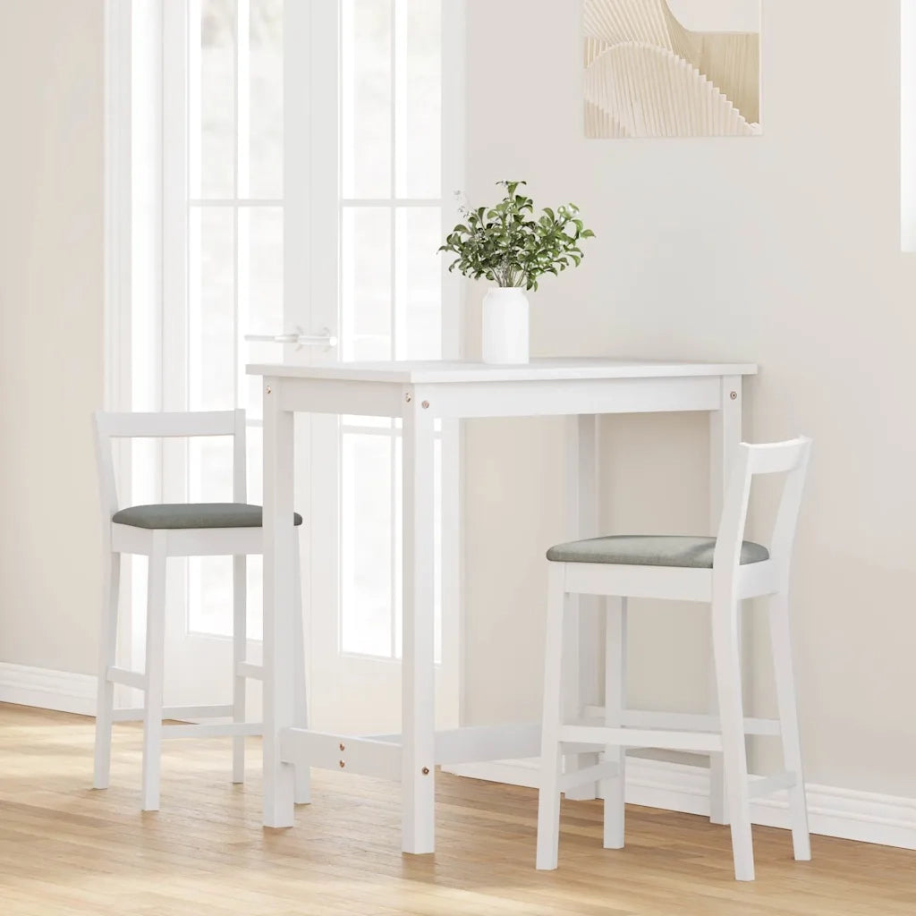 Sgabelli da Bar con Cuscini 2 pz Bianco Legno Massello di Hevea 4102588