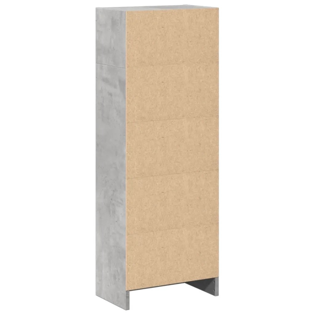 Libreria-Scaffale per Libri-Mobile di Stoccaggio Grigio Cemento 40x24x109 cm in Truciolato
