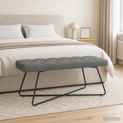 Panchina con bottoni imbottiti Grigio Scuro 110 x 40 x 46 cm 42038372