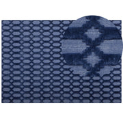 Tappeto Blu Viscosa 160 x 230 cm Motivo Geometrico Tessuto a Mano Flatweave