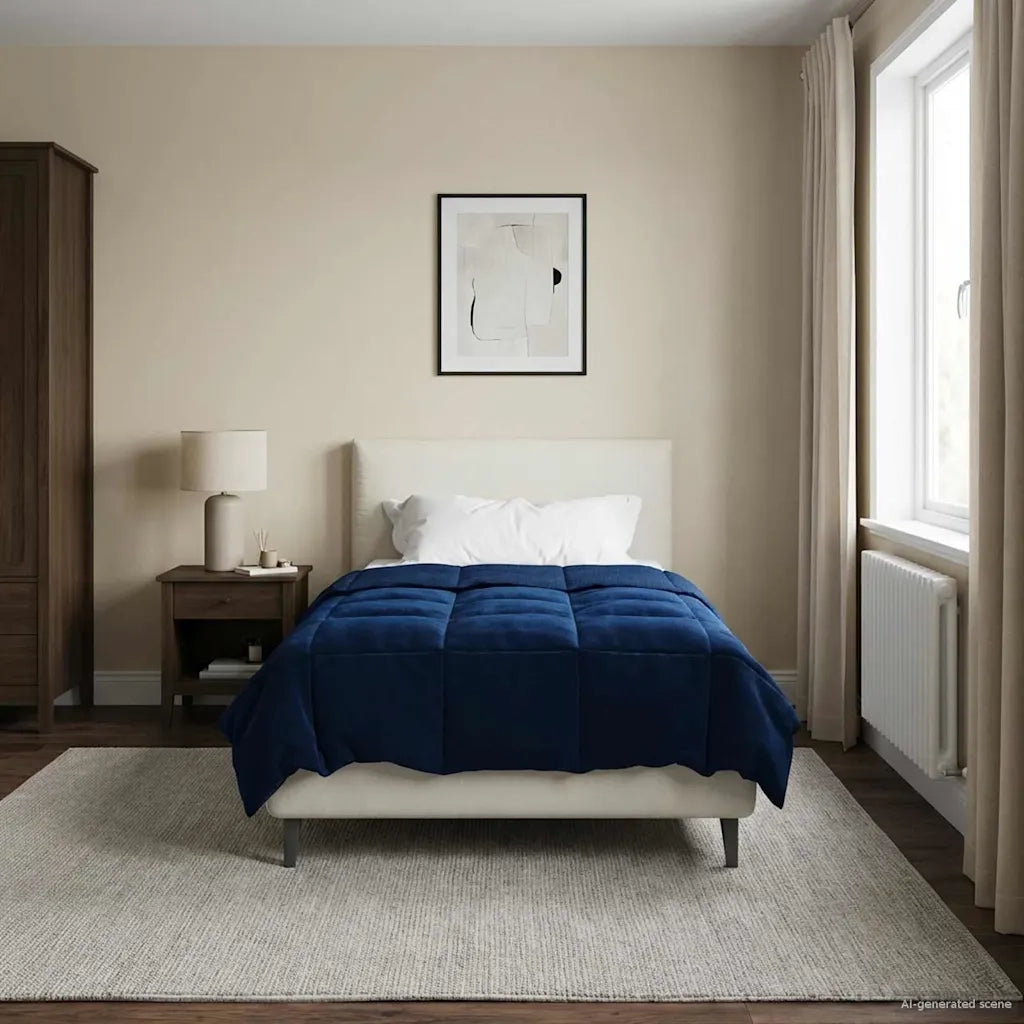 Piumone | Duvet Estivo Trapuntato Blu Scuro 155 x 220 cm Microfibra