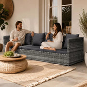 Garden Sofa Bed 200x60 Cm Poly Rattan Grey