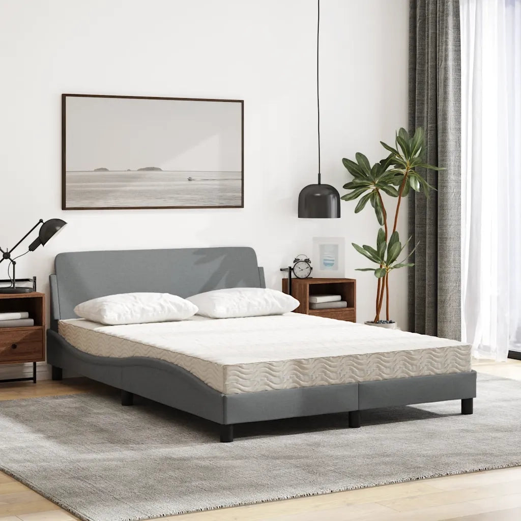 Letto con Materasso-Struttura Letto con Materasso Dover Grigio Chiaro 120x200cm Tessuto
