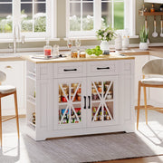 CARRELLO CUCINA CON TAVOLO PIEGHEVOLE 120x40/65x92 cm MDF Bianco/Naturale