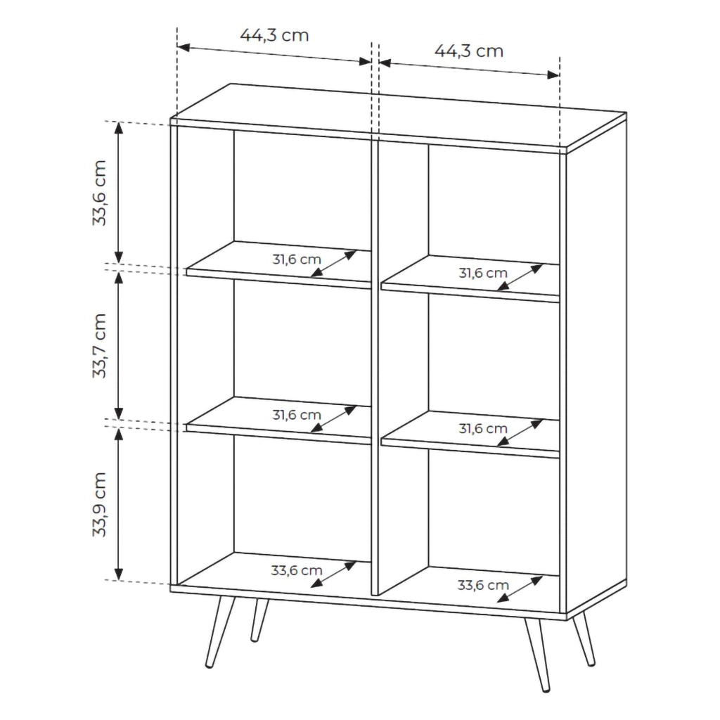Madia Hafano, Credenza 2 Ripiani, 94x40x126h cm Marrone Noce