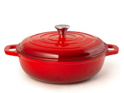 Casseruola 2 manici in ghisa smaltata con coperchio colore rosso cm 30