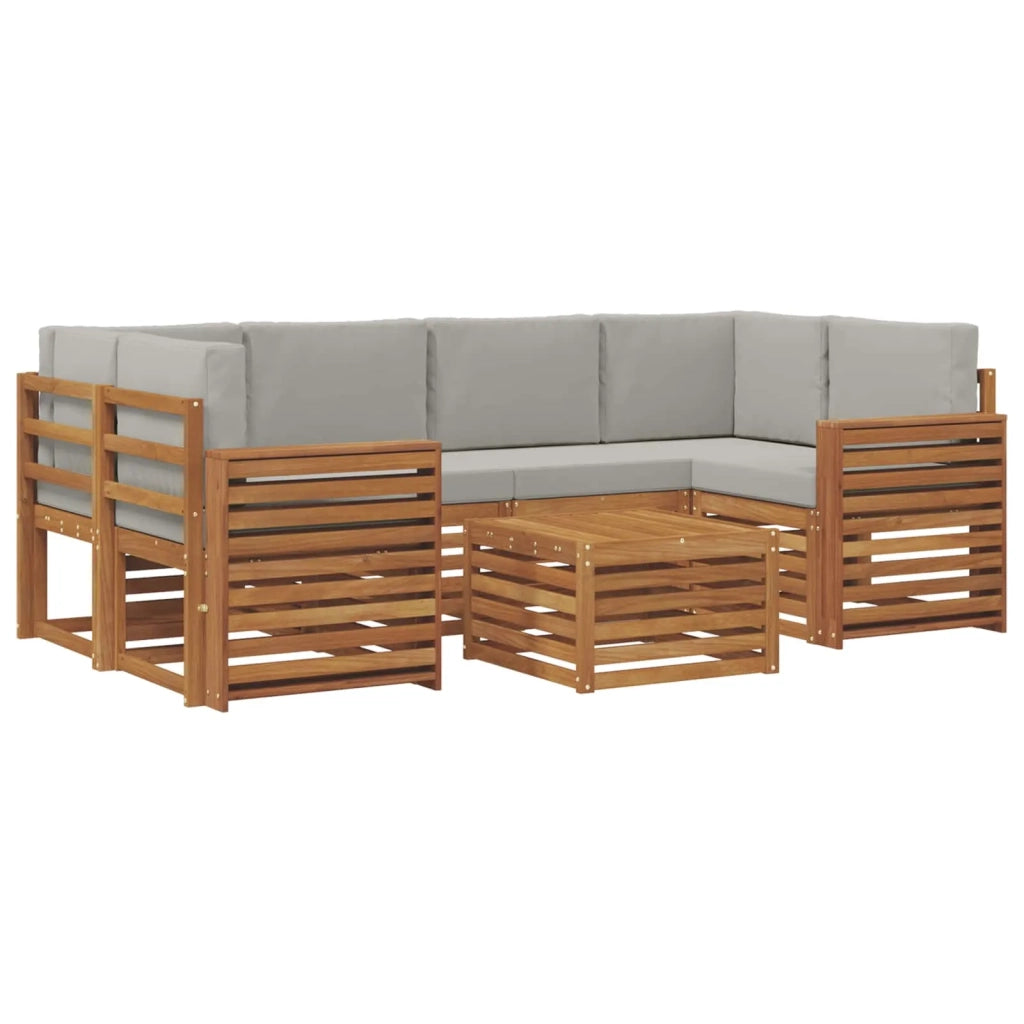 Set di divani da esterno 7 pcs Grigio Naturale e Chiaro 3374456