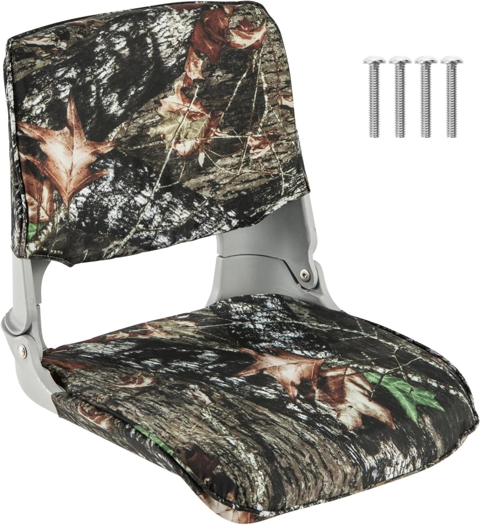Sedile da barca con schienale basso, sedia pieghevole per barche in tessuto Oxford e spugna, sedile in yacht ergonomico, 50 x 50 x 47 cm, mimetico