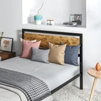 Struttura Letto Una Piazza e Mezza in Legno e Acciaio con Doghe in Stile Industriale, 140x200cm