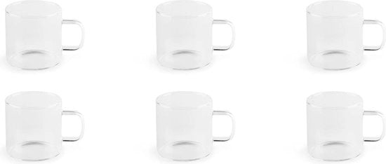 Set di 6 tazze da caffè trasparenti in vetro di borosilicato - 140 ml - essenziale per set di tazze da caffè per casa di 6