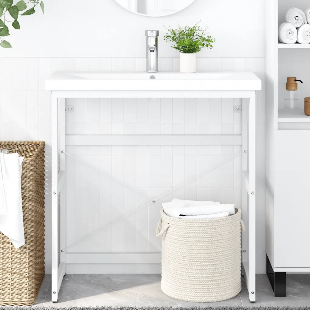 Struttura per Lavabo da Bagno-Supporti per Lavandino Bianca 79x38x83 cm in Ferro 490827