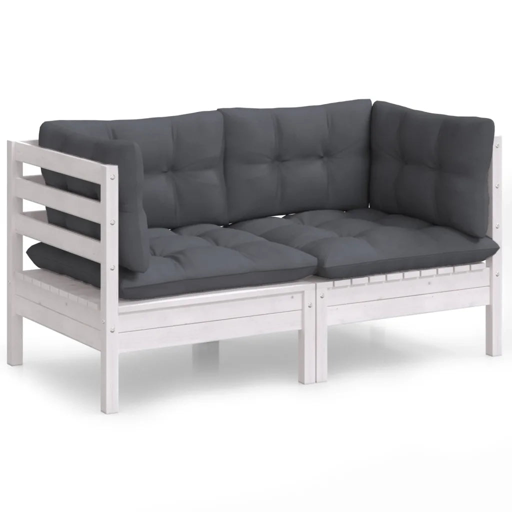 Divano da Giardino 2 Posti-Sofa da giardino con Cuscini Antracite Legno di Pino