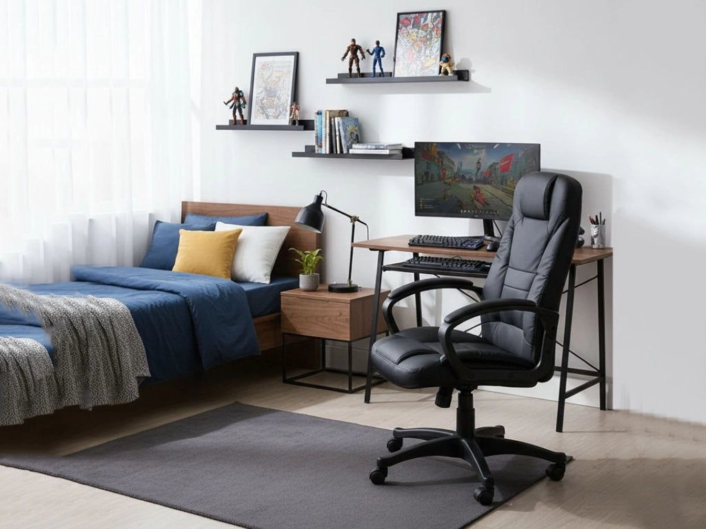 Sedia da ufficio Luciana, Poltrona presidenziale con braccioli, Sedia ergonomica da ufficio, 70x65h103/114 cm, Nero